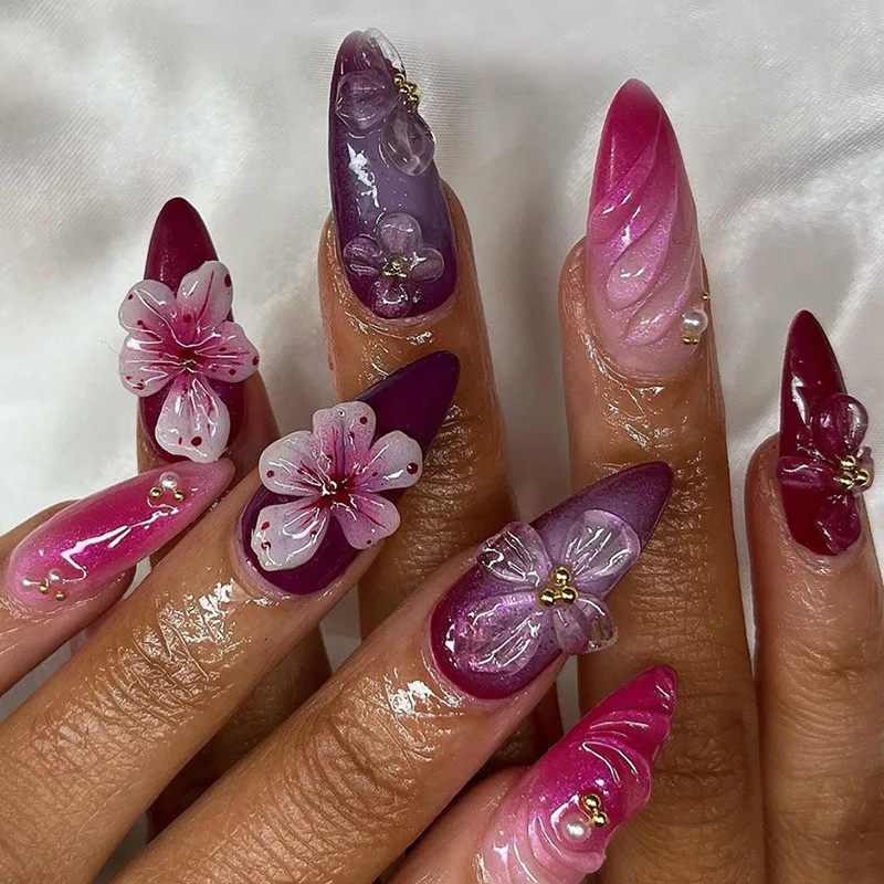 24pcs Baby Floral Nails – Unisex Nail Care
