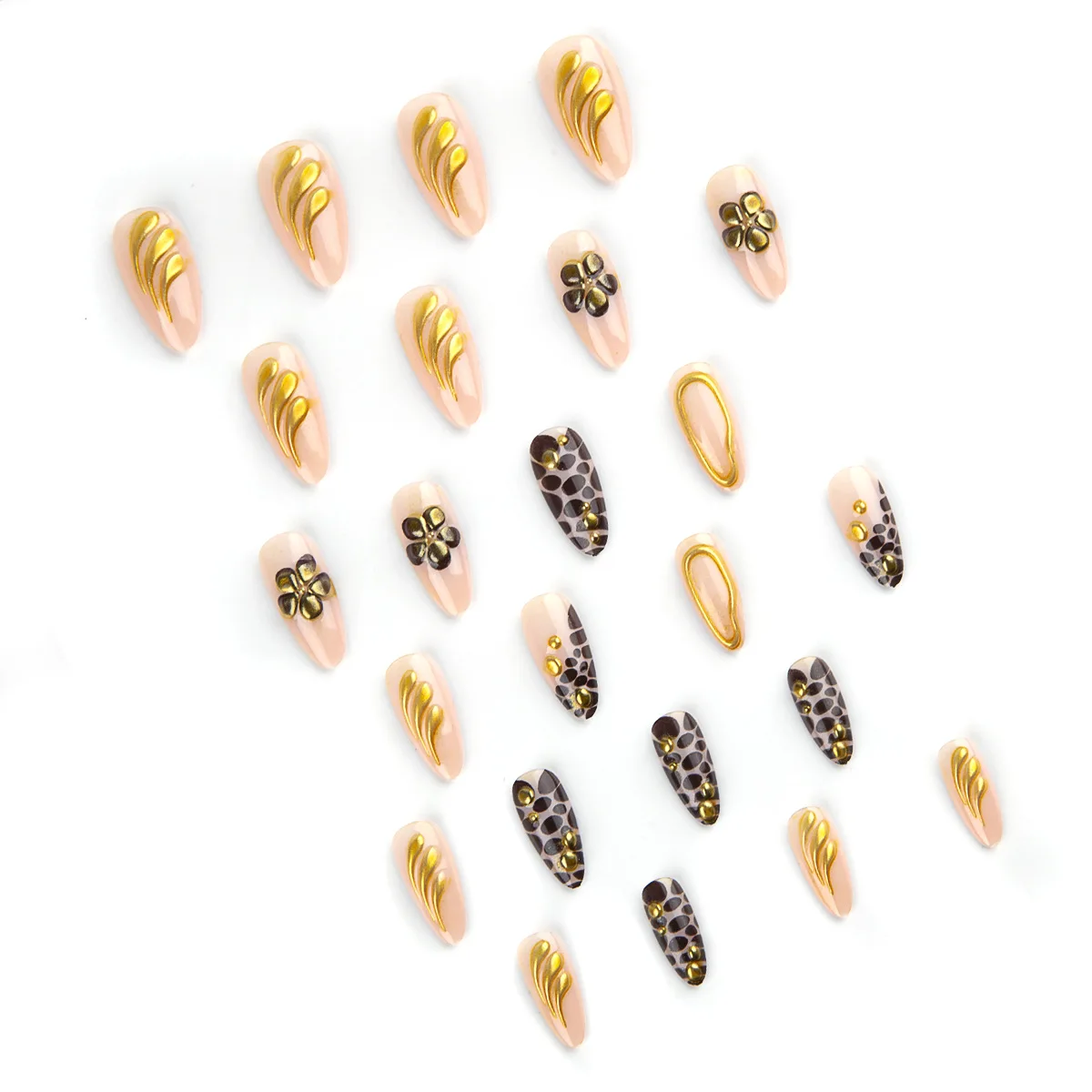 24pcs Gold Leopard Nail – Unisex Nail Care - Image 4