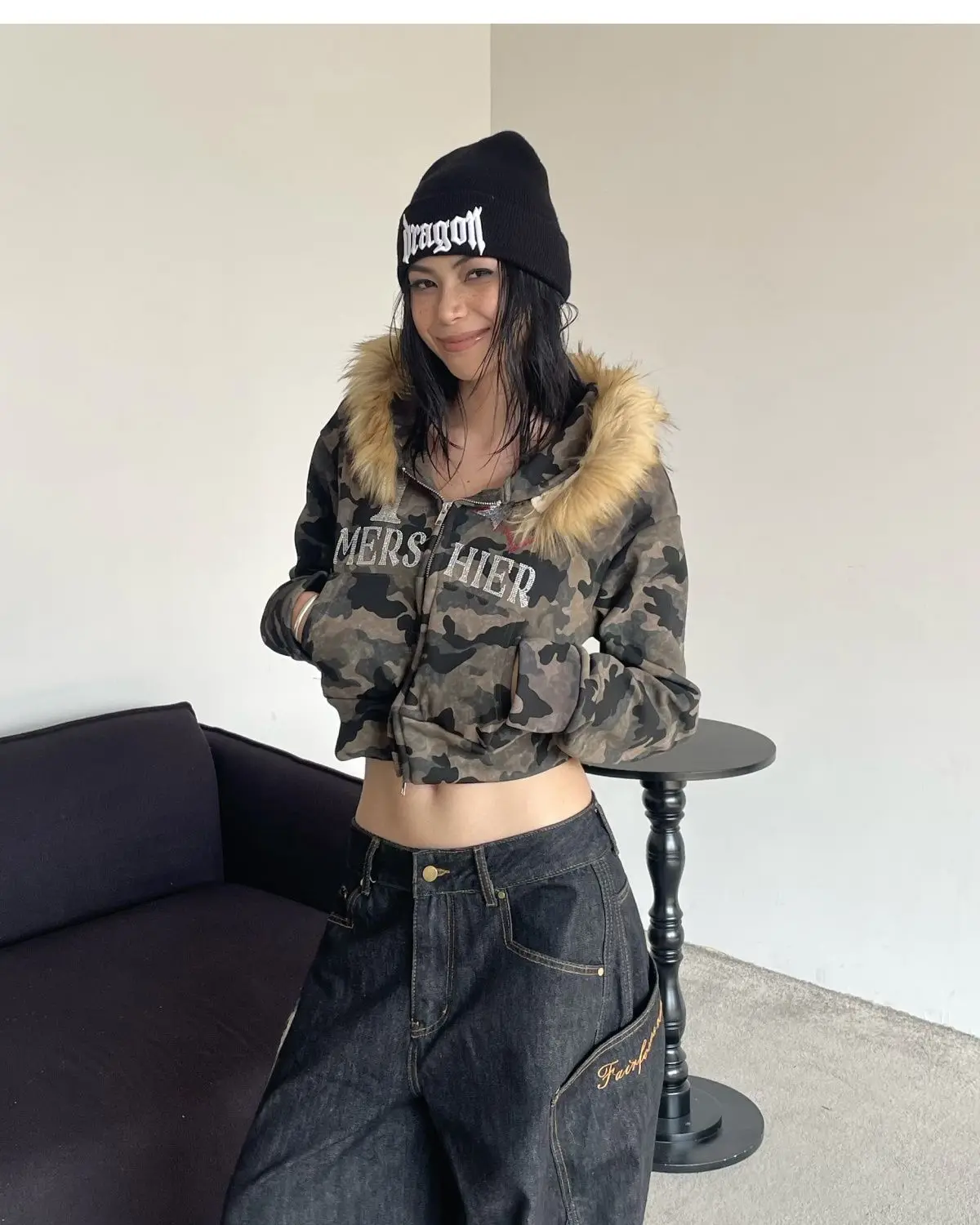Camo Crop Hoodie – Women's Hoodies & Sweatshirts - Image 4