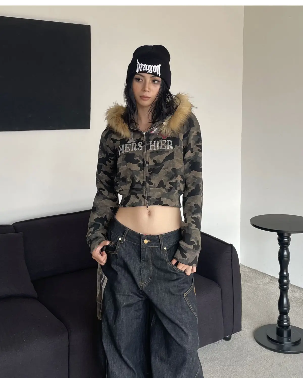 Camo Crop Hoodie – Women's Hoodies & Sweatshirts - Image 5