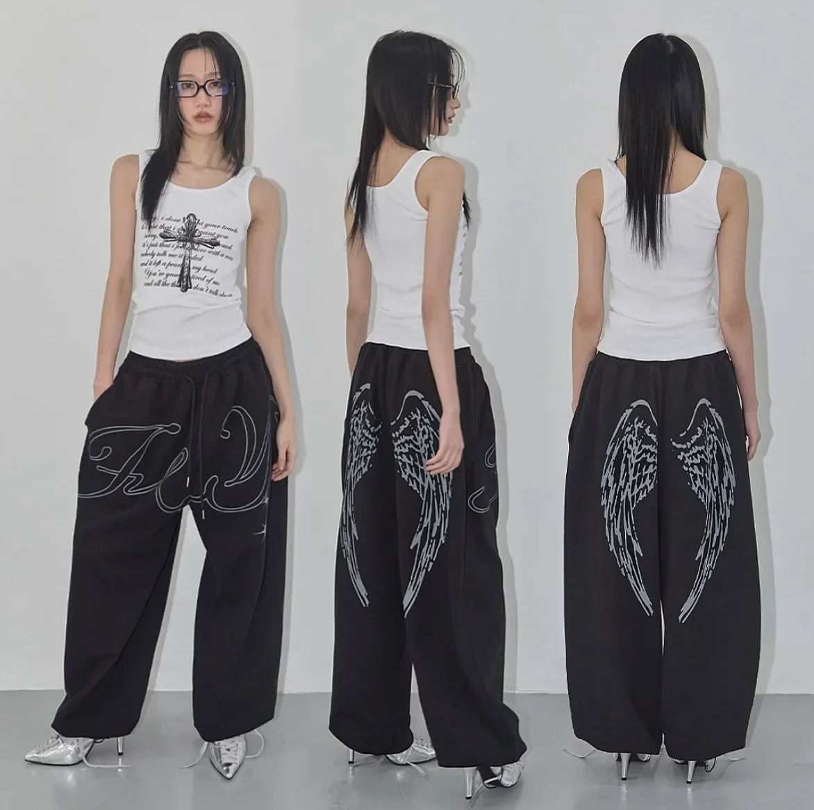Angel Wings Graphic Breathable Pants – Women's Trousers & Joggers - Image 3