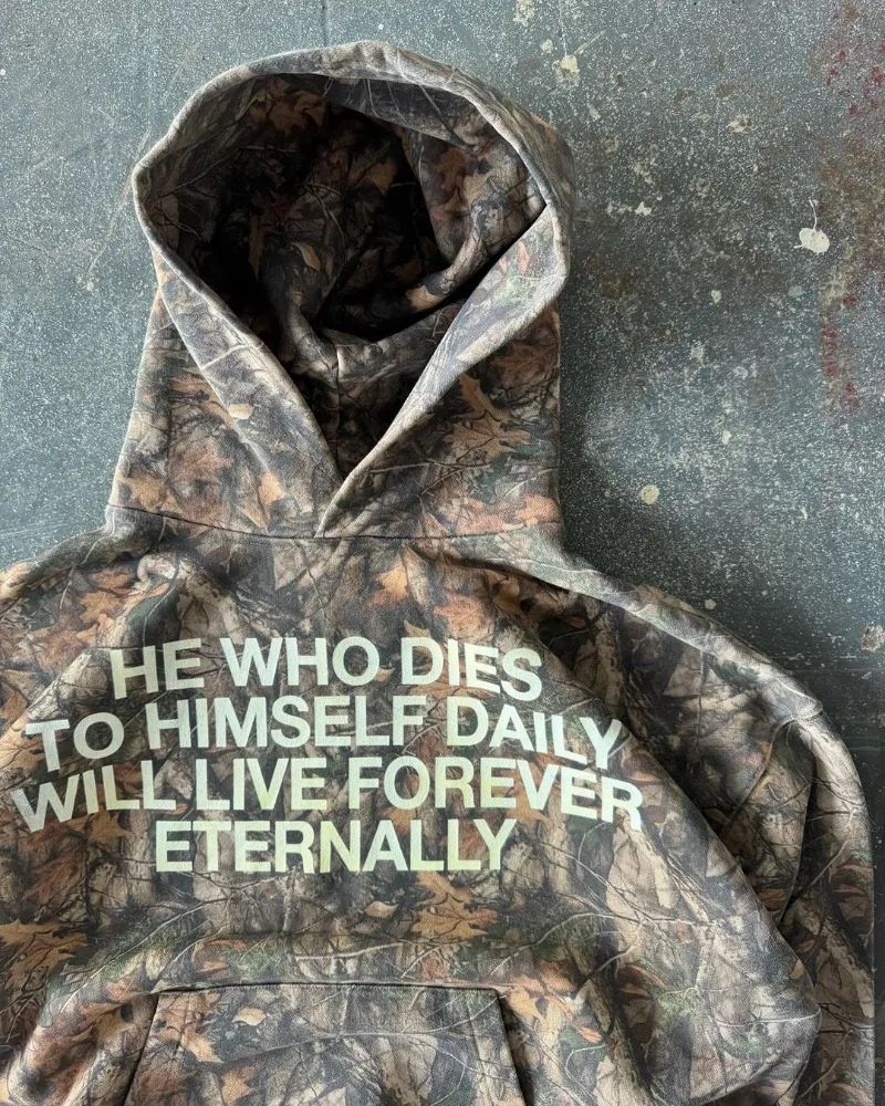Camo Message Hoodie – Women's Hoodies & Sweatshirts - Image 4